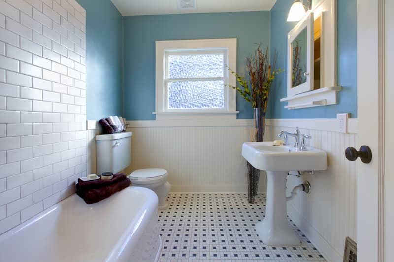 Antique luxury design of blue bathroom